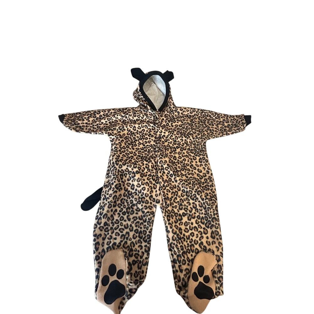 Vintage Simply Basic 6-9 mth Hoodie Jumpsuit leopard/cheetah Halloween Costume